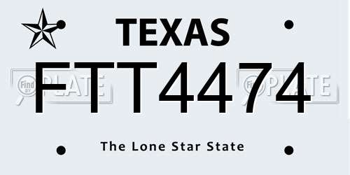 FTT4474 Texas License Plate