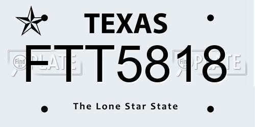 FTT5818 Texas License Plate