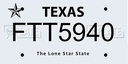 FTT5940 Texas License Plate