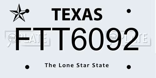 FTT6092 Texas License Plate