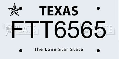 FTT6565 Texas License Plate