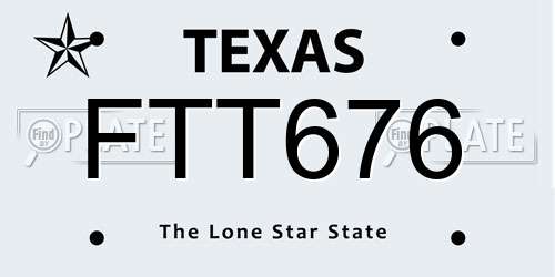 FTT676 Texas License Plate