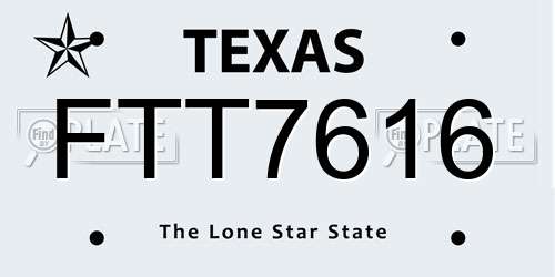 FTT7616 Texas License Plate