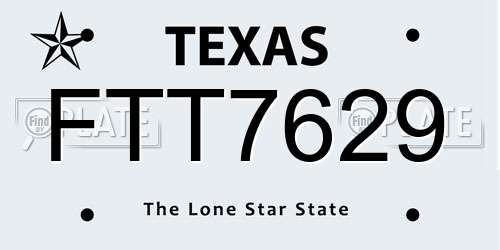 FTT7629 Texas License Plate