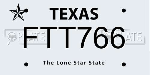 FTT766 Texas License Plate