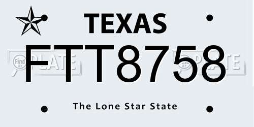 FTT8758 Texas License Plate