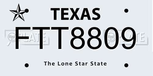 FTT8809 Texas License Plate