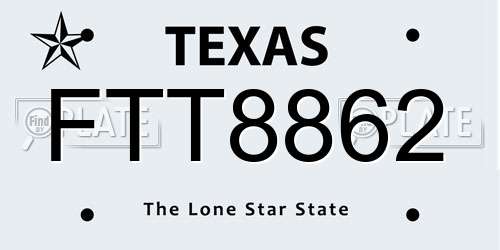 FTT8862 Texas License Plate