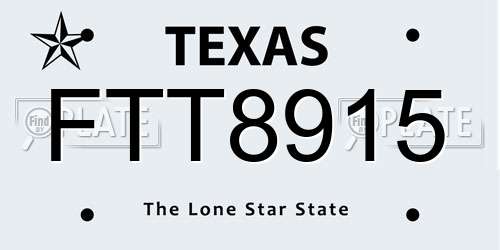 FTT8915 Texas License Plate