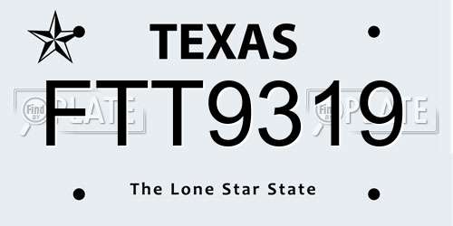 FTT9319 Texas License Plate