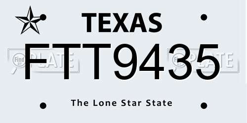 FTT9435 Texas License Plate