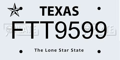 FTT9599 Texas License Plate
