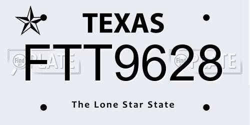 FTT9628 Texas License Plate