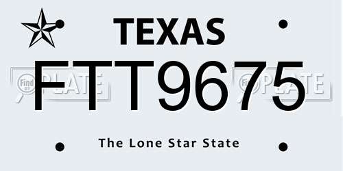 FTT9675 Texas License Plate