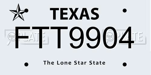 FTT9904 Texas License Plate