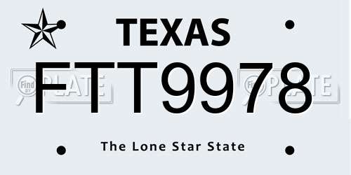 FTT9978 Texas License Plate