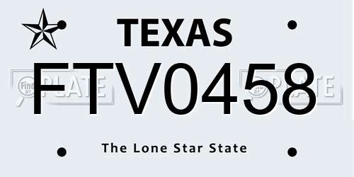 FTV0458 Texas License Plate