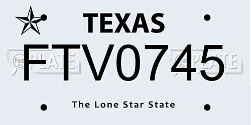 FTV0745 Texas License Plate