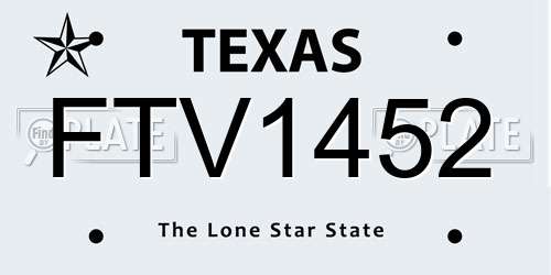 FTV1452 Texas License Plate