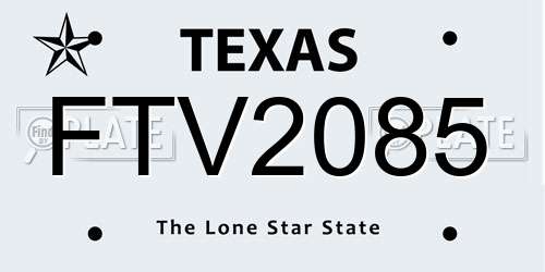 FTV2085 Texas License Plate