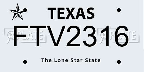 FTV2316 Texas License Plate