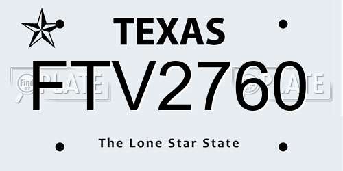 FTV2760 Texas License Plate