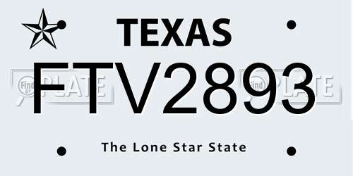 FTV2893 Texas License Plate