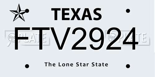 FTV2924 Texas License Plate