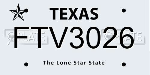 FTV3026 Texas License Plate