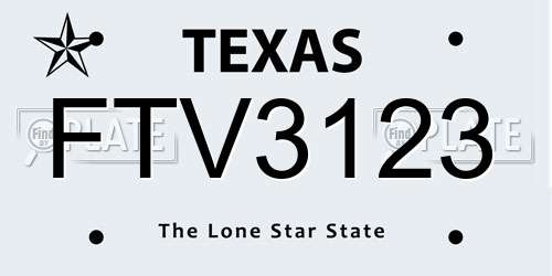 FTV3123 Texas License Plate