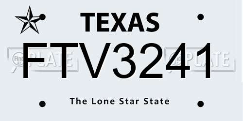 FTV3241 Texas License Plate