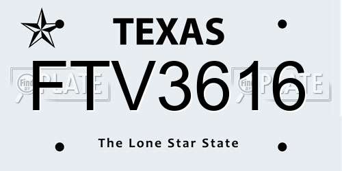 FTV3616 Texas License Plate
