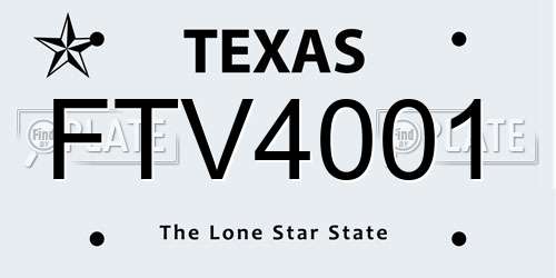 FTV4001 Texas License Plate