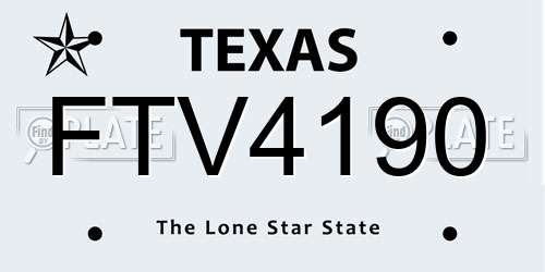 FTV4190 Texas License Plate