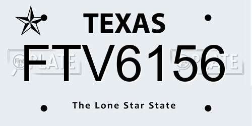 FTV6156 Texas License Plate