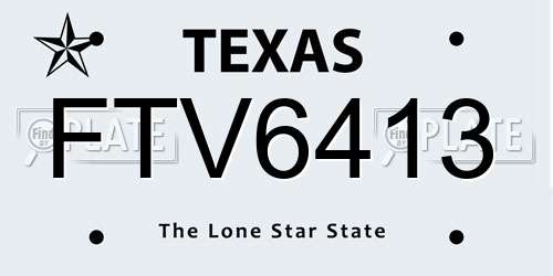 FTV6413 Texas License Plate