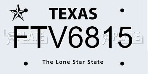 FTV6815 Texas License Plate