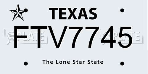 FTV7745 Texas License Plate