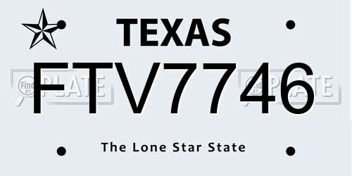 FTV7746 Texas License Plate
