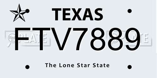 FTV7889 Texas License Plate