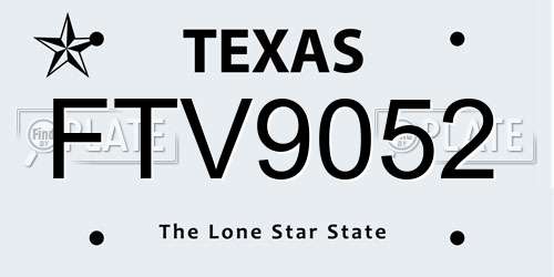 FTV9052 Texas License Plate