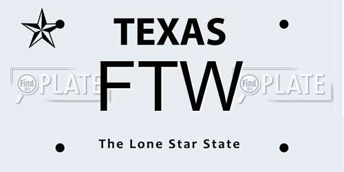 FTW Texas License Plate