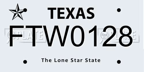 FTW0128 Texas License Plate