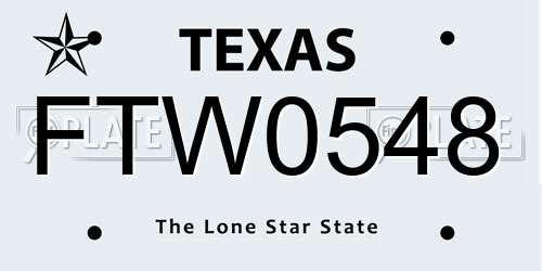 FTW0548 Texas License Plate