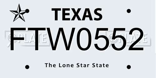 FTW0552 Texas License Plate
