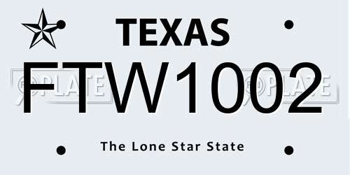 FTW1002 Texas License Plate