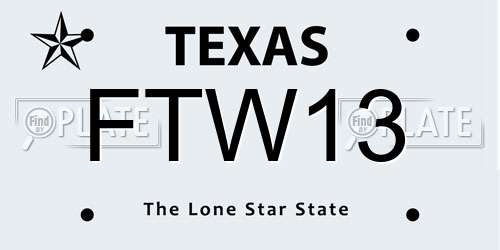 FTW13 Texas License Plate
