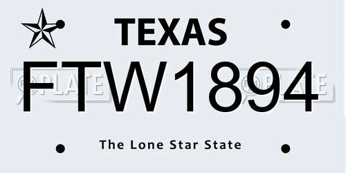 FTW1894 Texas License Plate