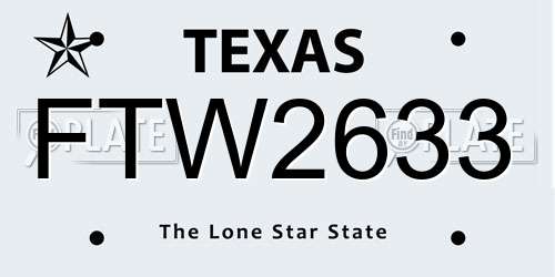 FTW2633 Texas License Plate