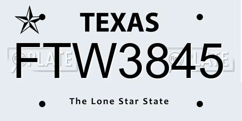 FTW3845 Texas License Plate